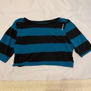 Reebok CrossFit Teal and Black Striped crop Tee